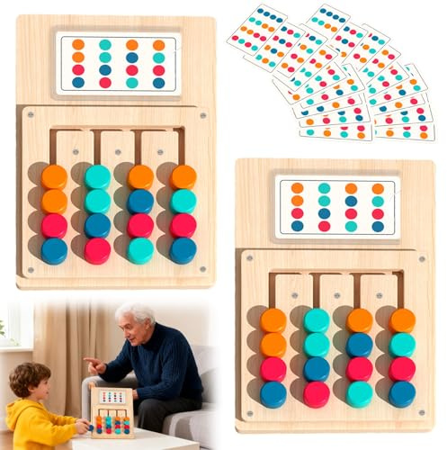 BAIFULAI Alzheimer - Set di 2 pezzi per persone con demenza, facile in legno per anziani, giochi di memoria a colori con 12 carte, lavoro per anziani, attività per