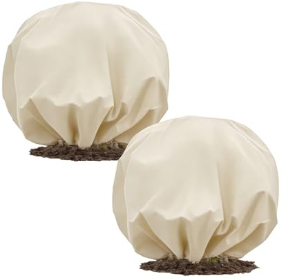 HSHBGS Cappuccio Protezione Piante, 2 Pezzi Telo Copri Piante Inverno, Coperte antigelo Invernali per Piante olivi e Palme in Vaso, con Coulisse, Tessuto Non Tessuto(Beige,2.4m/94.4im)