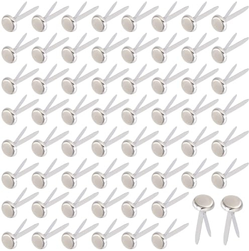 GORGECRAFT 300Pcs Paper Brass Fasteners 18mm Silver Metal Round Head Plated Scrapbooking Brads for Paper Crafts Split Pins Pastel for DIY Projects Stamping Scrapbook Office Household Supplies