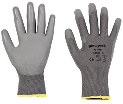 Honeywell PU First Grey Gants de Manutention Légère et Moyenne Pour Usage Général, Tricoté en Polyamide Gris, Calibre 13, Longueur 25 cm, Taille 09, 2100250-09 (Pack de 10 Paires)