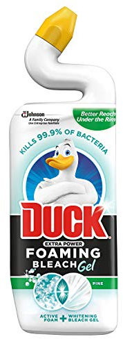 Duck Foaming Bleach Gel, Liquid Toilet Cleaner, Thick Bleach with Powerful Stain Removing Formula, Pine 750ml