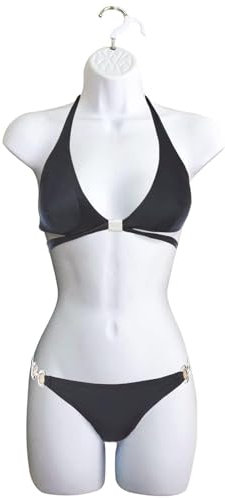 Manichino femminile bianco lungo con schiena cava sul busto e gancio per appenderlo, taglie S-M (1)