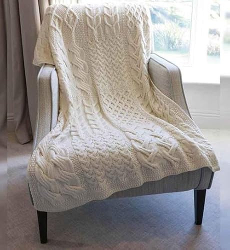 SAOL Patchwork supermjuk merinoull stickad filt/filt 42 tum x 64 tum