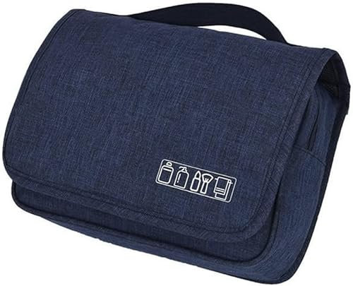 Beauty Case Reise-Kulturtasche, hängend, mehrere Fächer zum Organisieren persönlicher Gegenstände, Haken aus Metall zum Aufhängen, blau