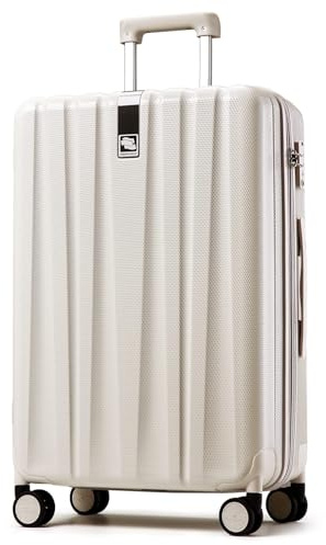 Hanke 29 Inch Luggage Suitcases With Spinner Wheels Lightweight PC hardside Rolling Suitcase With Travel Lock, Checked-Large 29-Inch Christmas Gifts for Birthday(Ivory White)