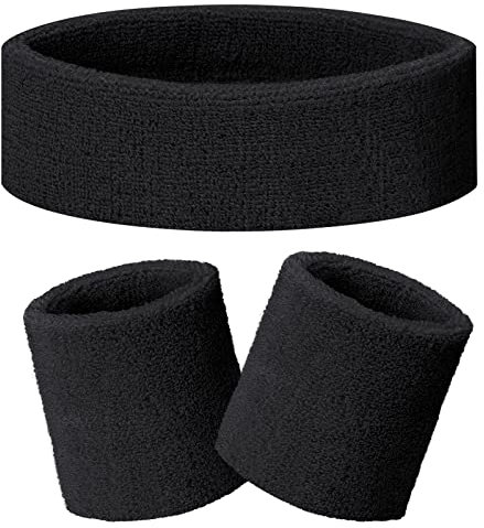 Becellen 3 Teiliges Schweißband Set Fitness Stirnband Sport Stirn Headband Arm Schweißband Handgelenk für Damen Herren Laufen Joggen Basketball Fußball Tennis