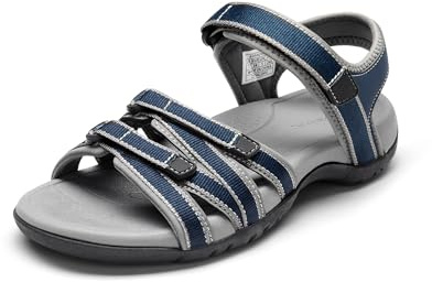 DREAM PAIRS Womens Comfortable Hiking Walking Sandal with Adjustable Hook and Loop Strap, Sports, Travel,Summer Beach Outdoor Light Weight Water Shoes,Size 8,Navy,SDSA2403W
