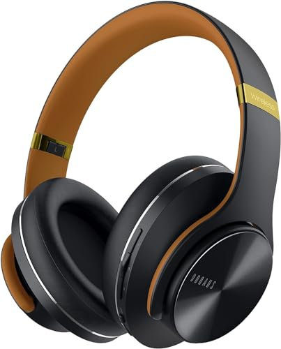 DOQAUS Bluetooth Kopfhörer Over Ear,Bis zu 90 Std Kabellose Kopfhörer mit 3 EQ-Modi, HiFi Stereo Faltbare Headset mit Mikrofon, weiche Ohrpolster für Reisen/Büro/Handy/PC/Laptops,Nachtschwarz