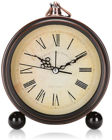 Sporgo Retro Wecker Analog Ohne Ticken: Nachttischuhr Tischuhr Vintage Silent Kleine Lautlos Batteriebetrieben, Vintage Tischuhr Analog für Schlafzimmer Wohnzimmer Kinder