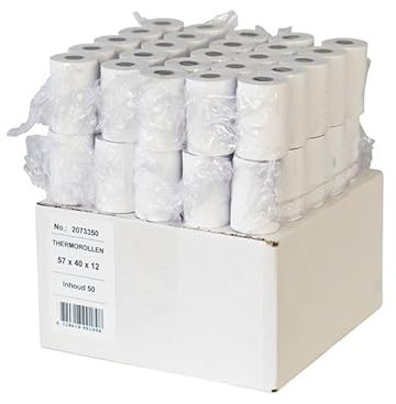 50 Rollen Ec-Cash Thermorollen 57 x 40 x 12mm - Thermopapier Bonrollen für Bankomat 18 Meter Länge - Thermopapier Kassenrollen, BPA frei