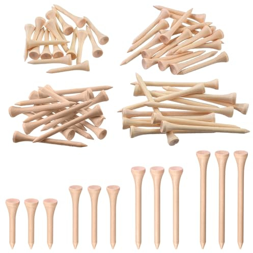 Rustark Assortiment de 180 tees de golf de 4 tailles en bambou durable avec moins de friction, réduction de la friction latérale pour entraînement de golf, golfeur professionnel