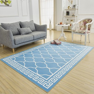 Taidianolp Area Rugs Living Room,Blue,150 x 180 cm, Modern Blue Trellis Print Geometric Vintage Border Design,5ft x 6ft Washable Rugs Farmhouse Indoor Outdoor Rug,