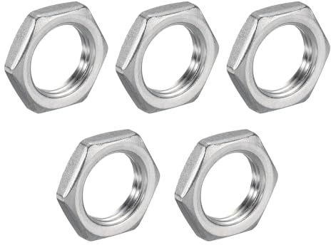 QUARKZMAN 5 pcs Fonte Tuyau Raccord Hex Contre-écrou, 304 Inox Acier Hex Verrouillage Écrou 1/2 Femelle Filetage (DN15) pour Plomberie Fixe, Eau Balai et Châssis Nettoyeur