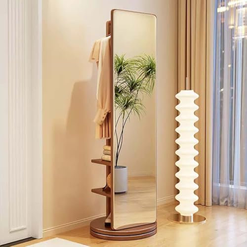 Specchio a Figura Intera Girevole a 360°, Specchi da Pavimento con Appendiabiti, Moderno Specchio a Corpo Intero in Piedi per Soggiorno, Camera da Letto, Spogliatoio