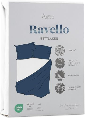 Spannbettlaken aus weichem Lyocell-Baumwoll Material mit 35 cm Steghöhe - atmungsaktives Spann-Betttuch Baumwoll-Bettlaken Laken Farbe 1 x Weiß Größe 180-200 cm x 200 cm x 35 cm