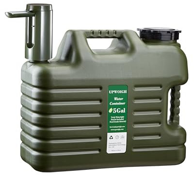 UPWOIGH Portable 5 Gallon (19L) Water Jug with Automatic Touch Control Pump,Truly No Leakage Water Containers with Spigot,Type-C Rechargeable Military Green Water Dispenser Gear for Outdoors Camping