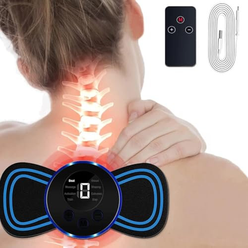Mini Massaggiatore Cervicale, 8 Modalità e 19 Intensità Massaggiatore Elettrico per Collo con Display Digitale e Ttelecomando, per Alleviare i Dolori Muscolari del Corpo