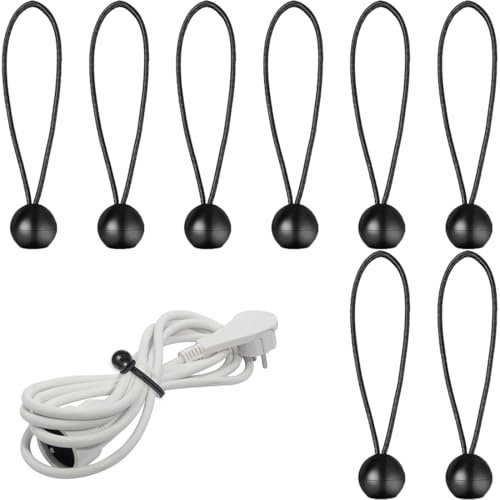 JEYORZY 8 pezzi cordini elastici con sfera, corde elastiche a sfera da 15 cm Corde di fissaggio universali, corda elastica per teloni, corde elastiche, Anelli elastici neri con sfera in plastica