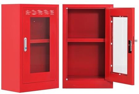 Armadio Estintore Armadio estintore in metallo con vetro temperato, ripiano regolabile per stoccaggio infiammabile, sicurezza commerciale e industriale