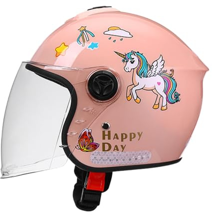 Casco Moto Abierto para Niños | Casco Jet 3/4 para Niños | con Visera Solar | Casco Scooter para Niños | Homologado Según La Norma ECE 22.06 | para Niños Y Niñas De 4 A 15 Años