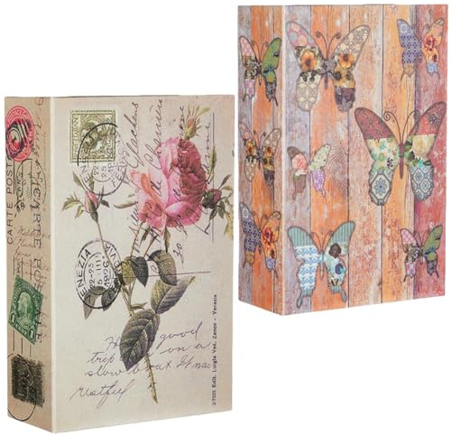 2 Unidades Caja Fuerte con Forma de Libro con Llaves, 18 x 11,5 x 5,5 cm Caja de Seguridad Camuflada para Guardar Dinero, Joyas y Objetos de Valor - Caja de Almacenamiento para Oficina y Hogar