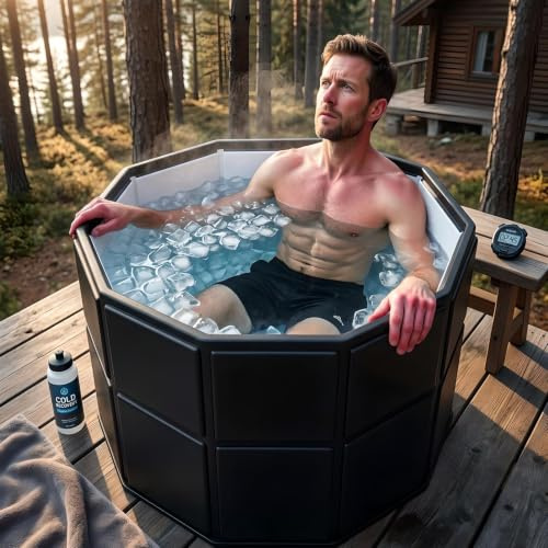 AYES Portable Foldable Bathtub for Adults, 31.5x25.6 (80x65cm) Collapsible Freestanding Soaking Tub, No-Installation Ice Bath Cold Plunge Tub for Shower Stall, Bathroom Hot SPA, Japanese Matte Style
