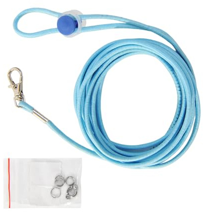 Reoyloep 3M Bird Leash Harness Flying Training Rope With Metal Ankle Rings Elastic Anti-Bite Training Rope for Parrots Pigeons Budgerigars Blue