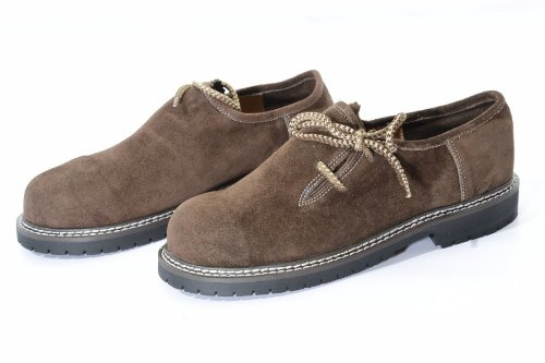lederhosen4u Oktoberfest Lederhosen Haferl Shoes in Dark Brown Suede Leather, 12