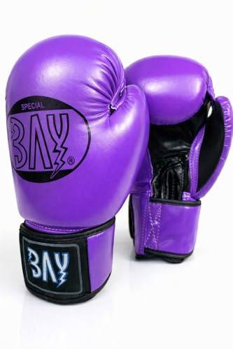 BAY Future Boxhandschuhe lila für Training & Wettkampf, Maximal Schutz & Stabilität | Box Handschuhe für Boxen, MMA, Muay Thai & Kickboxen | Größen 8 oz, Erwachsene & Kinder, violett Purpur schwarz