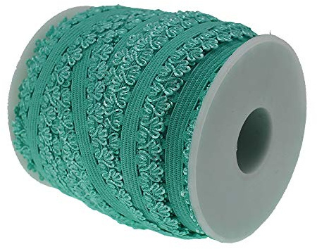PAMIR TONG 16 Yards One Roll 3/4'' Picot Edge Stretch Lace, Frilly Edges Elastic Webbing,Lace for Headbands (Mint)