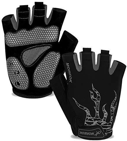MOREOK Cycling Gloves Bike Bicycle Gloves, Half Finger 5MM Gel | Biking Gloves for Men Women Gym workout exercise Motorcycle Hiking Rowing Outdoor Sports