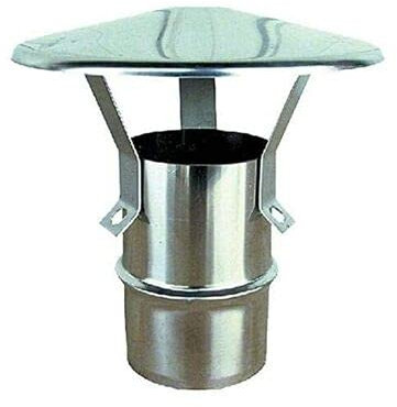 Fumaiolo a cappello In acciaio inox AISI 304. Fumaiolo Comignolo Attacco maschio. (Ø CM 12)
