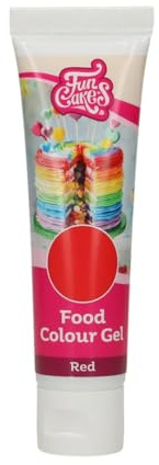 FunCakes Food Colour Gel Rouge: Colorant Alimentaire Gel Concentré pour le Fondant, la Pâte d'Amande, la Crème. Dosage Simple et Facile. Créer des Couleurs Vives. Halal. 30 g