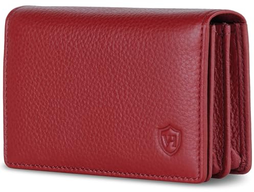 VON HEESEN® Visitenkartenetui Leder mit RFID-Schutz - Platz für 50 Visitenkarten - 6 Fächer - Visitenkarten Etuis - Geschenk für Damen & Herren (Rot)