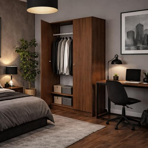 Linea Azzurra Armadio Camera da Letto con 2 Ante, 2 Ripiani e Asta Appendiabiti 180x90x60cm Armadio con Guardaroba per Camera da letto, Soggiorno, Ingresso Made in Italy