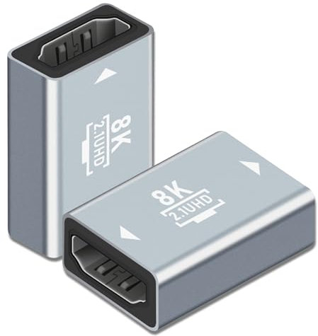ASIRYVA 2 Pack 8K HDMI Female to Female Adapter, Coupler, Connector - Support 8K/4K@60Hz UHD, 7680 * 4320 Resolution, 3D, HDR, ARC for Laptop, PC, Monitor, HDTV, PS, Xbox, DVD