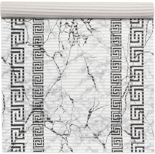 ANRO Weichschaummatte Badematte Bad Dusche WC Vorleger Teppich Antirutsch Badläufer Griechischer Marmor Grau 400x65cm