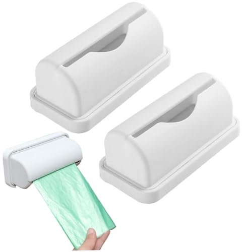 Trash Bag Dispenser, 2PCS Adhesive Mount Trash Can Liner Dispenser, 5.9x3 Plastic Bag Roll Holder, Reusable Holder for Wall/Cabinet/Garbage Bottom, Dis