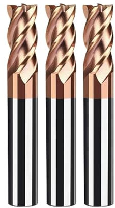 Hunricho 3 Stück HRC55-Spitze, Durchmesser 12 mm, 4-schneidiger Schaftfräser, CNC-Fräser, Wolframstahl, Nano-Beschichtung, quadratischer Hartmetall-Fräser (HRC55D12x75-4F)