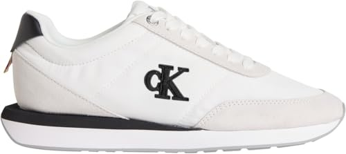 Calvin Klein Donna Sneakers Running Retro Lace Up Profilo Basso, Bianco (Bright White/Black), 39