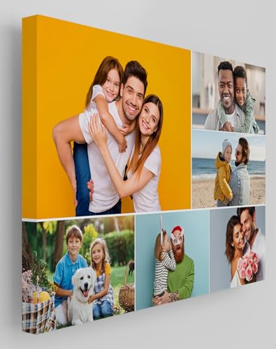 Star Online Personalised Canvas Photo Prints Custom Gallery Framed Family & Pet - Birthday Gifts For Men & Home Décor For Living Room (6 Pictures Collage)