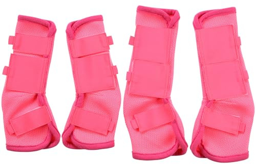 Leberna Horse Fly Boots Set of 4 - Breathable Comfy Mesh Horse Leggings Reduce Stomping, Hoof Stress, and Leg Fatigue (Pink, Pony)