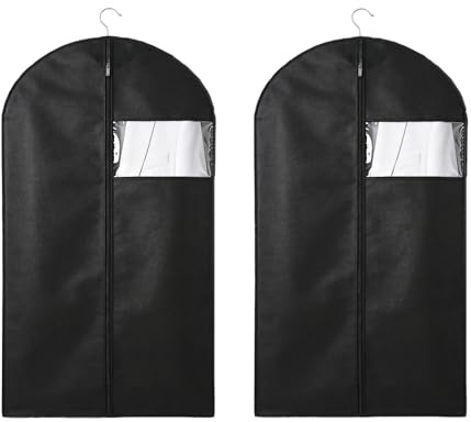 2 PCS Suit Covers for Men,Foldable Dress Bags,Suit Carriers for Men with Clear Window Black Zipper,Reusable Clothes Covers for Dress,Coat,Jacket,Pullover(60 * 100 cm)