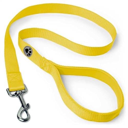 iGadgitz Home U7325 Padded Handle Dog Lead Leash - Yellow - 122cm (1.22m)