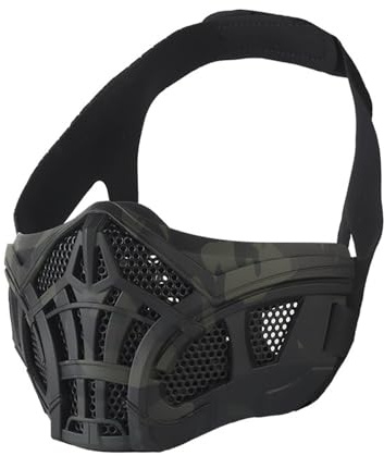 Maschera di Protezione Tattica a Mezza Faccia, Maschera da Softair per Esterni, Attrezzatura Tattica per Uomini e Donne Adulti Giochi CS Cosplay(Bkcp)