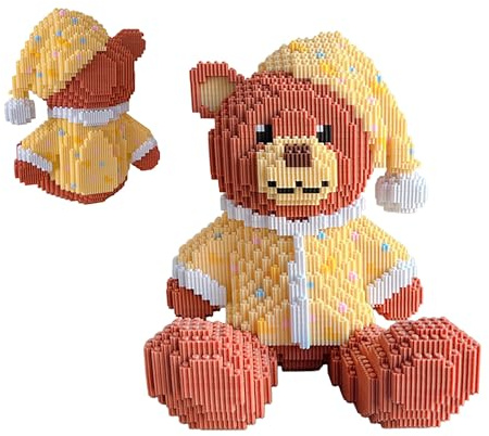 Pajama Bear Mini Building Blocks Set, 1800 PCS DIY Pajama Bear Bricks Toy Model, MOC Micro Building Model Kit, Construction Toys Gift for Adults and Teens