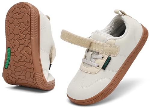 SAGUARO Chaussures Barefoot Enfant Barefoot Shoes Garçons Filles Chaussures Minimalistes Trail Léger Baskets Enfant Antidérapantes pour Le Sport ou Un Usage Quotidien, Beige, 25 EU
