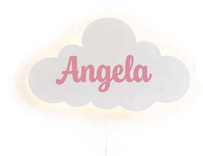 Generico Applique a nuvola bianca LED Bianchi Caldi a batteria a Pile Luce Notturna per Camerette dei Bambini Arredo Interni,lampada personalizzata con nome