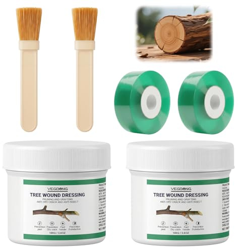 2 Juegos de Cicatrizante para Árboles, para Jardinería, Injertos, Arbustos Ornamentales, Favorece la Cicatrización de Heridas, Forma Rápidamente una Película Protectora, con Cinta de Injertar