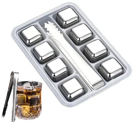 Glaçons en Acier Inoxydable 8 Pièces Réutilisables Pierres à Whisky